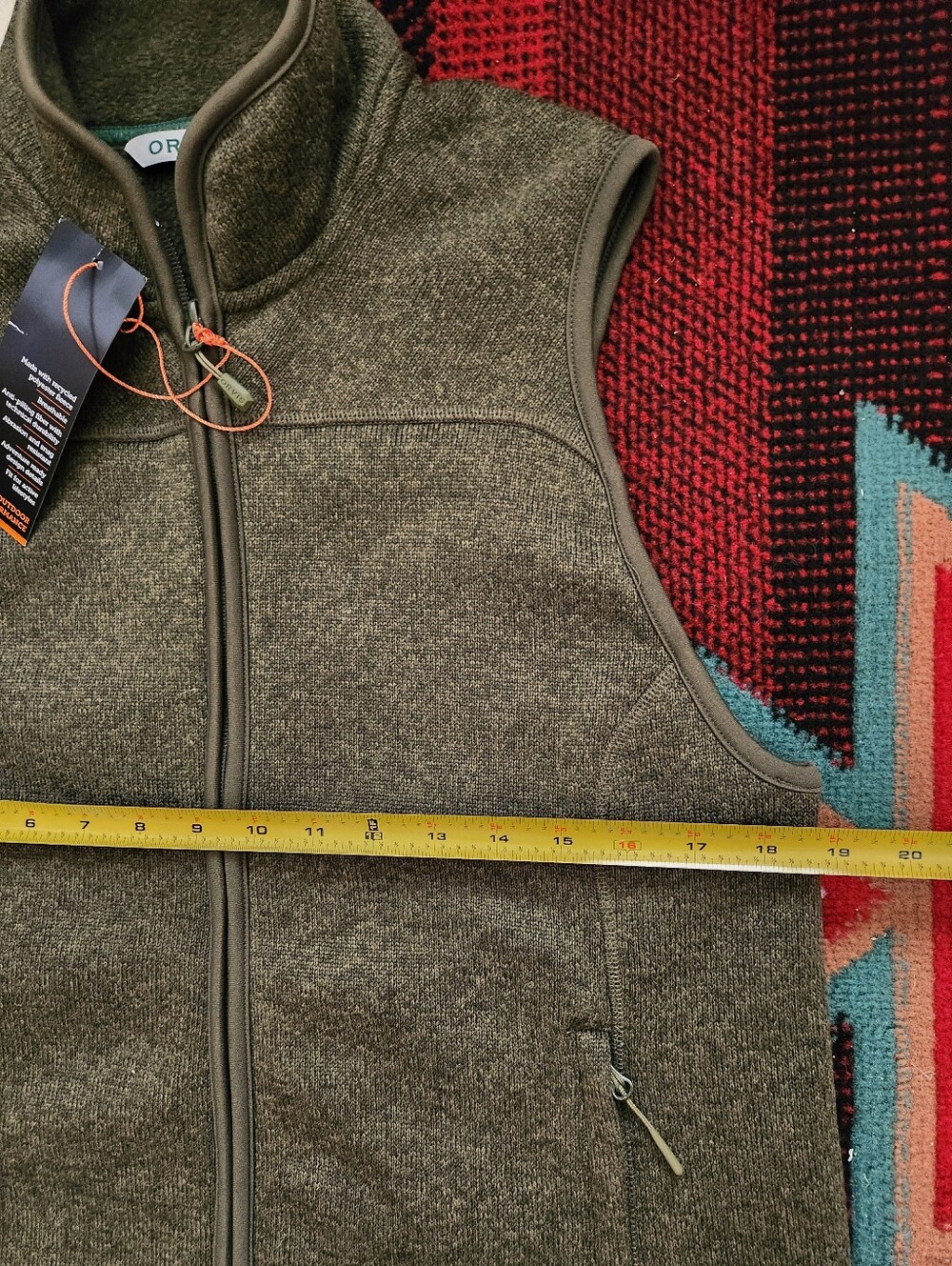 Orvis R65 Sweater Fleece Vest- Tarragon - Picture 9 of 10